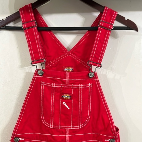 Dickies Womans Red Overall Bibs - Picture 4 of 14